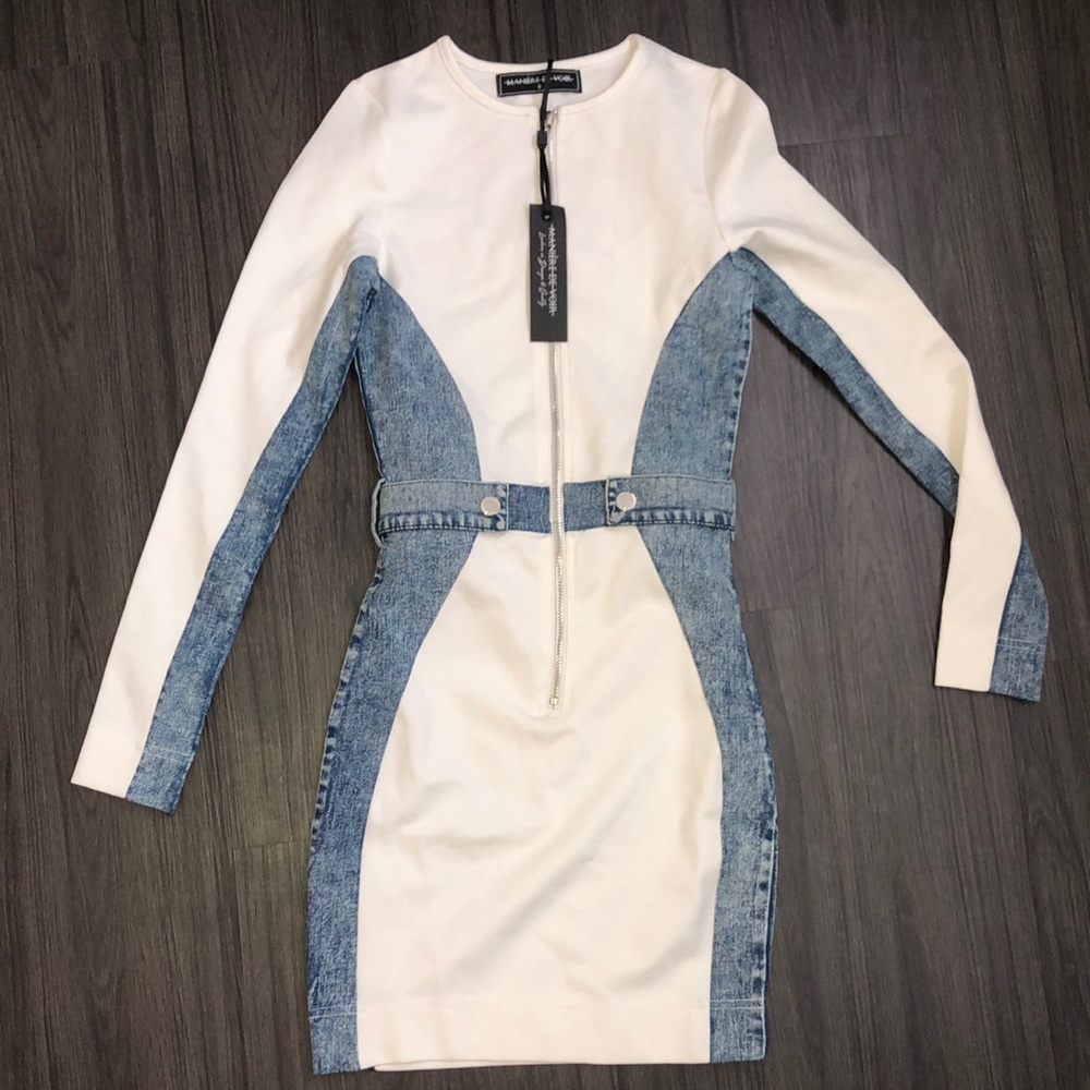 ManiereDeVoir white denim dress🤍
